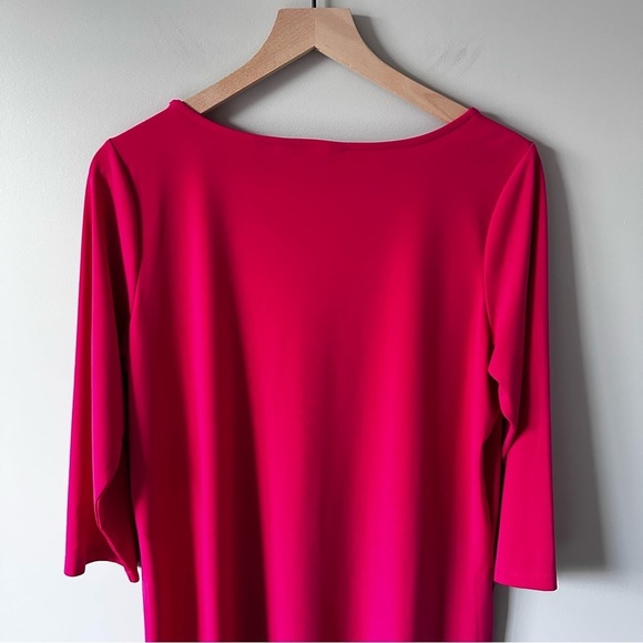Susan Graver Everyday Women's Dress Tunic Deep Pink Liquid Knit 3/4 Sleeve M - Picture 9 of 10